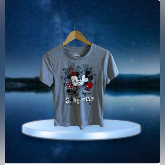 True love Disney tshirt women teen XL 11/13 short sleeve True Love Mickey Minnie - Picture 3 of 10